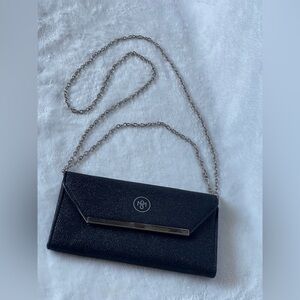 Young Living Savvy Minerals black shimmery clutch / crossbody purse Black Silver
